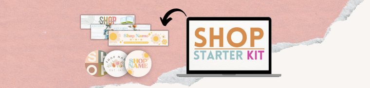 Shop Starter Kit branding templates: editable Etsy shop logos and rotating banners
