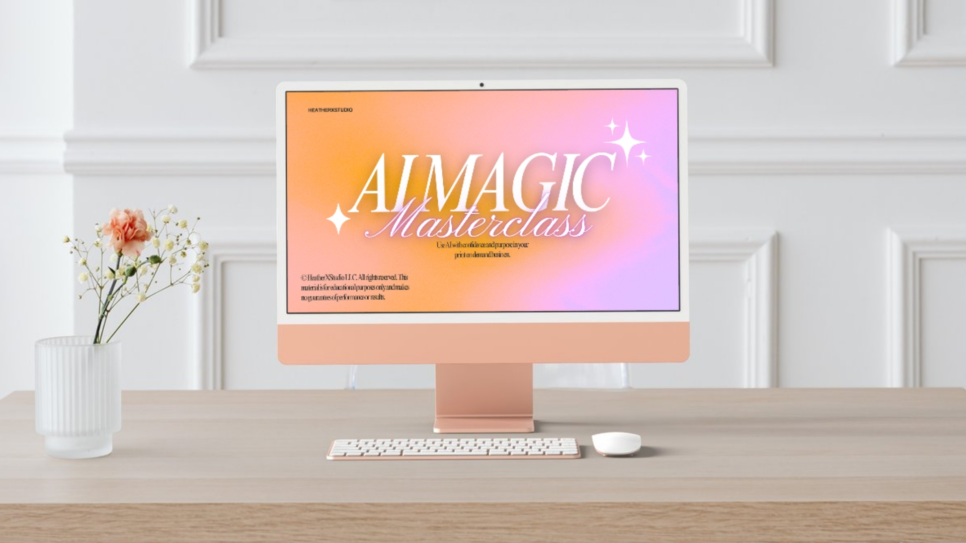 AI Magic Masterclass by HeatherXStudio — course mockup on desktop